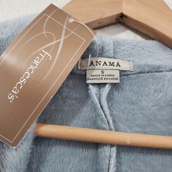 Anama Cardigan Women Small Gray Faux Fur Lined Waterfall Open Cottage Minimalist - Picture 7 of 11